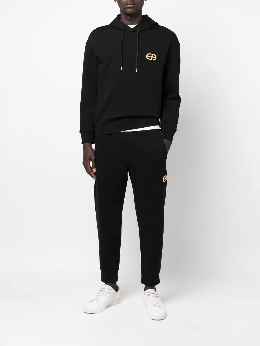 Emporio Armani Long Sleeve Hoodie In Black