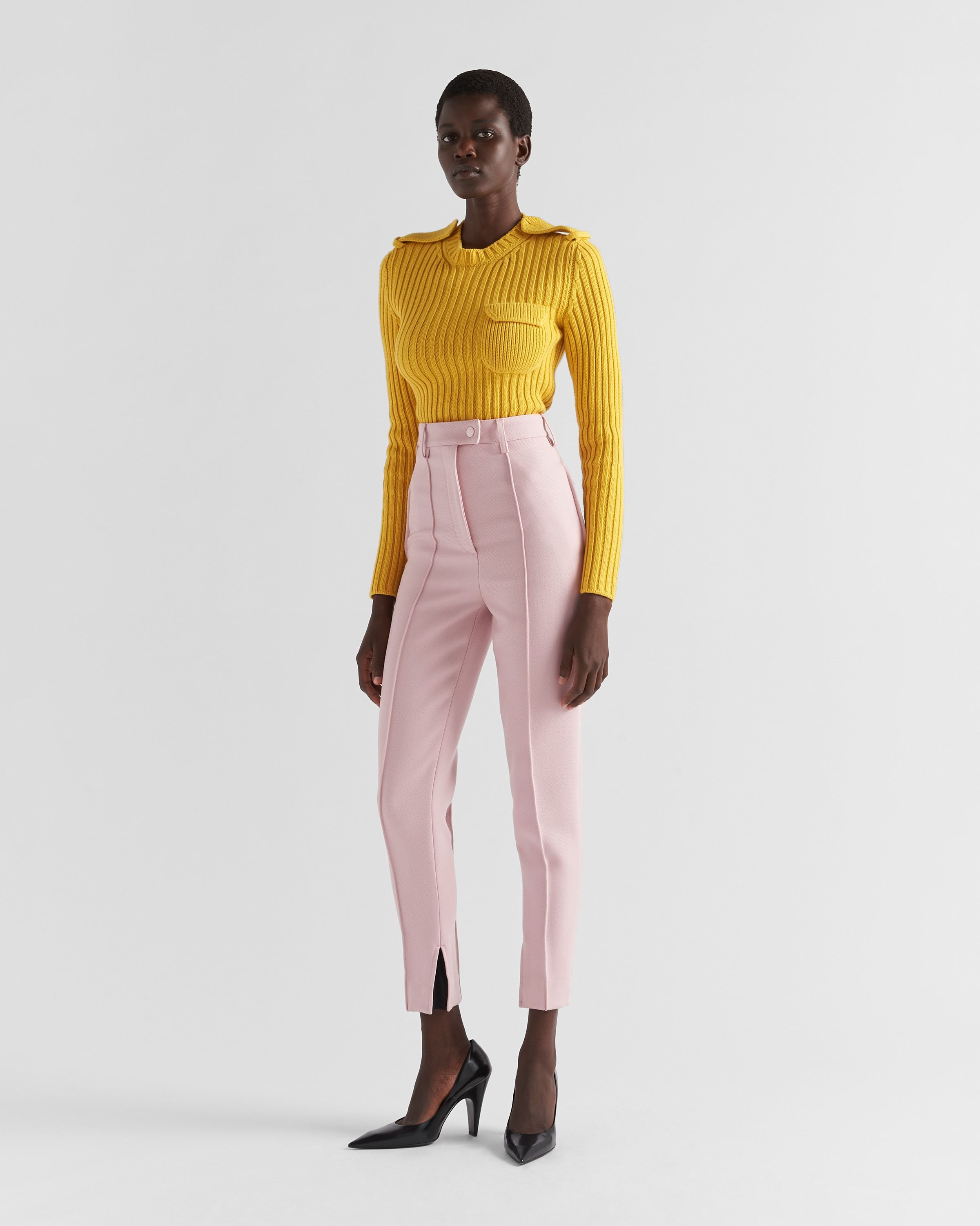 Prada High-waist Tapered-leg Trousers In Pink