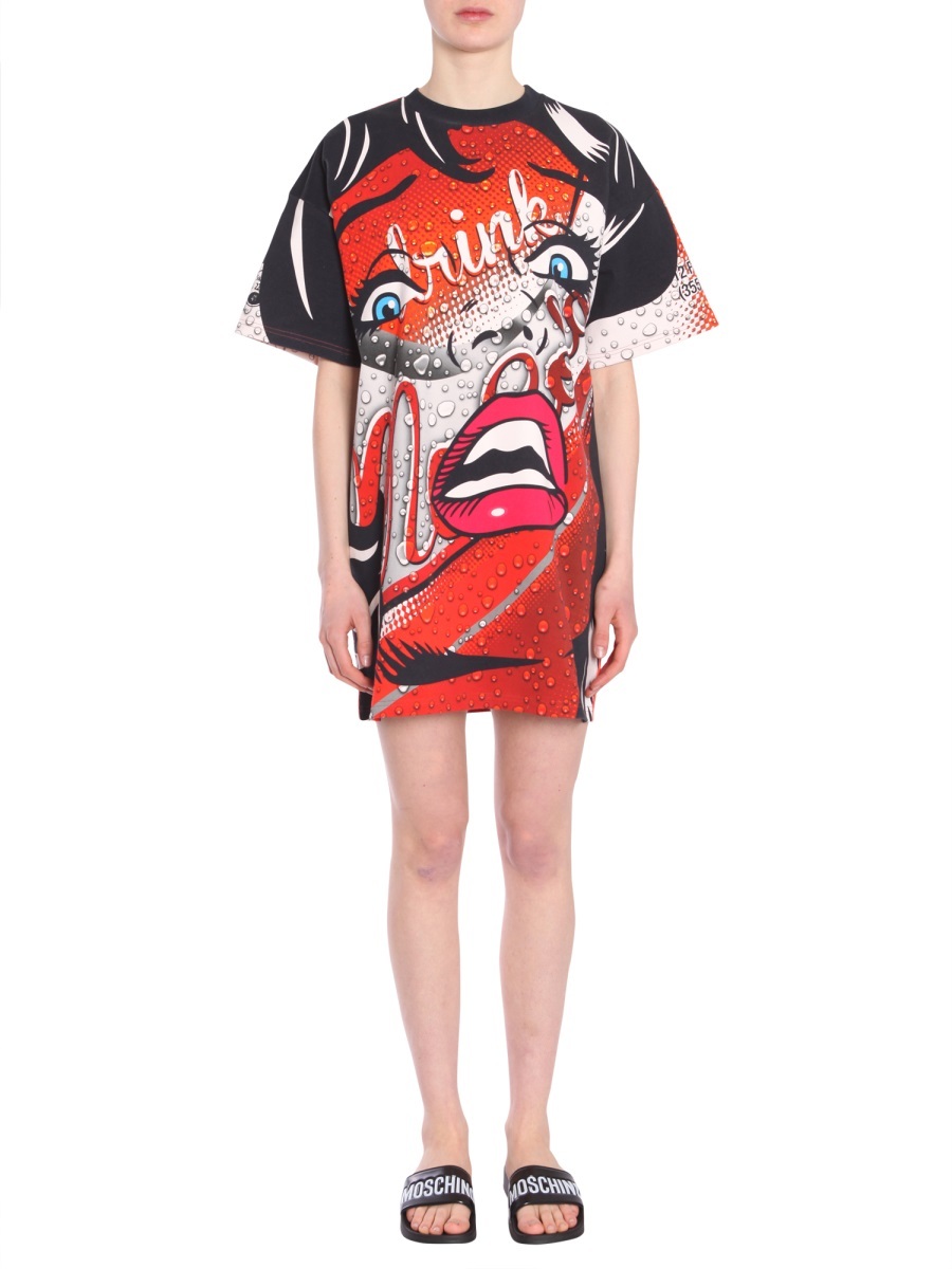 Moschino Coca Cola Cotton T-shirt Dress In Multicolor