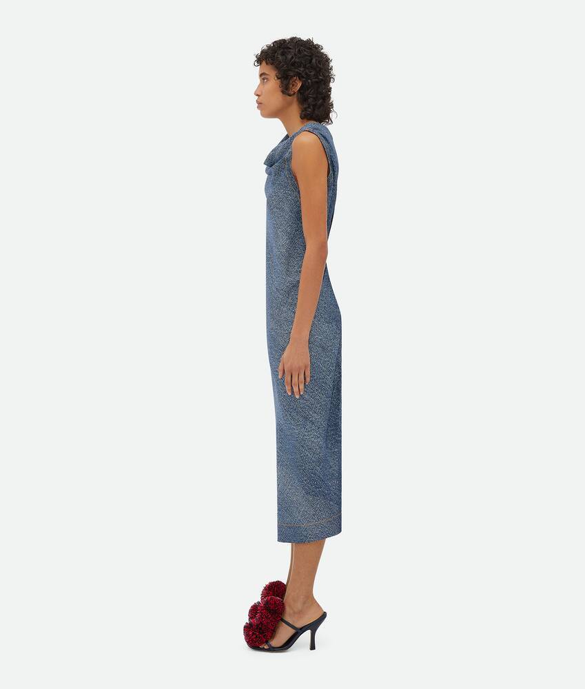 Bottega Veneta Printed Denim Viscose Dress In Gray