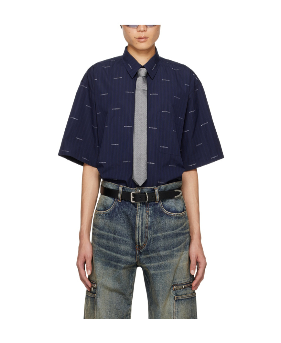 Givenchy Logo-print Cotton Shirt In Black