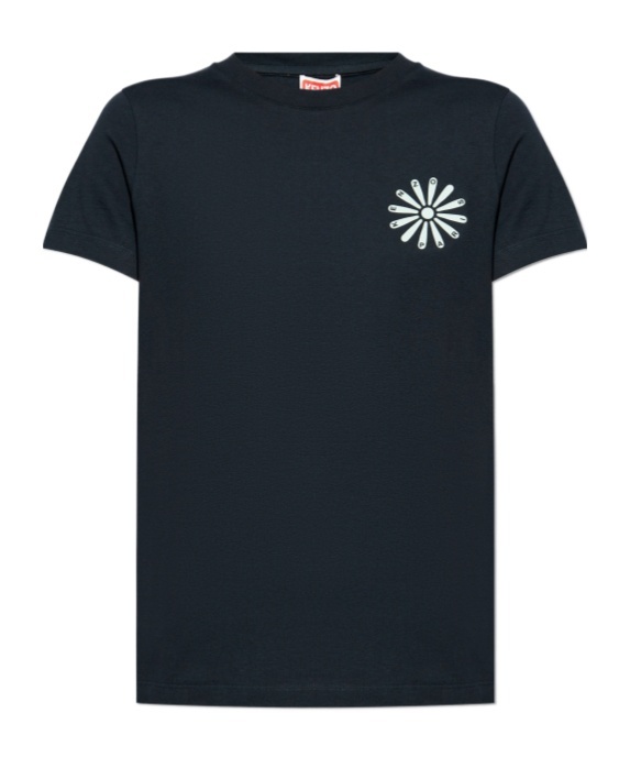 Kenzo Floral-print Cotton T-shirt In Black