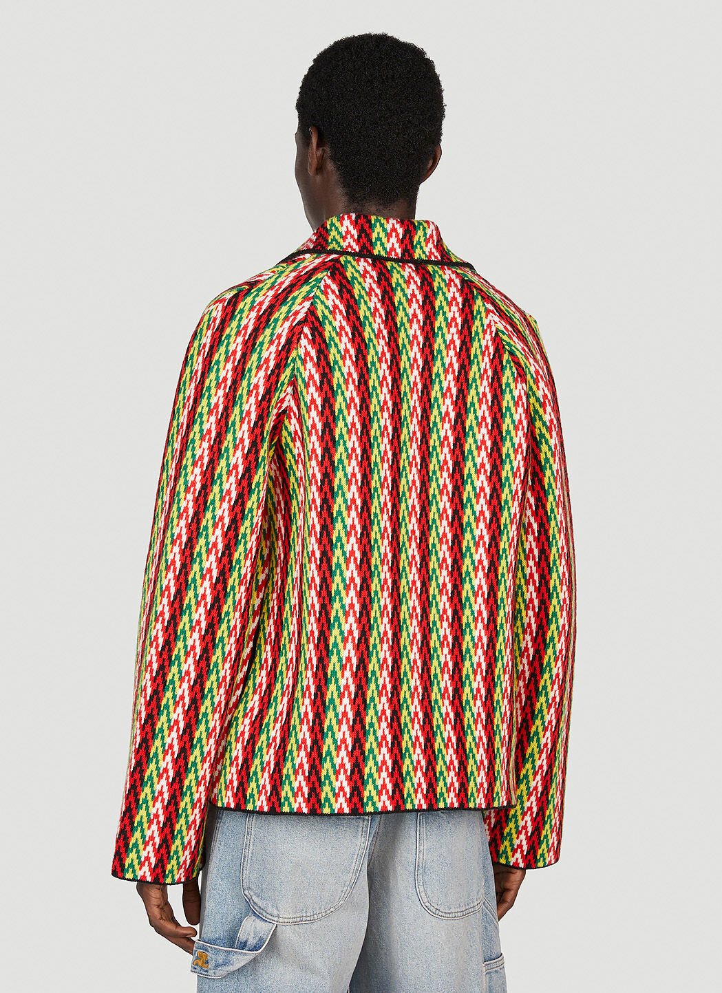 Lanvin Men Curb Chevron Knit Jacket In Multicolor