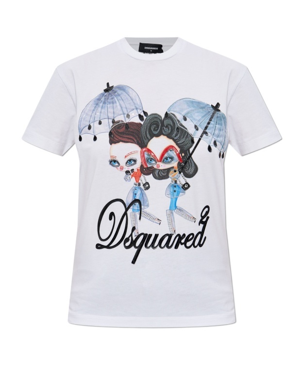 Dsquared2 Printed Embellished Crewneck T-shirt In White