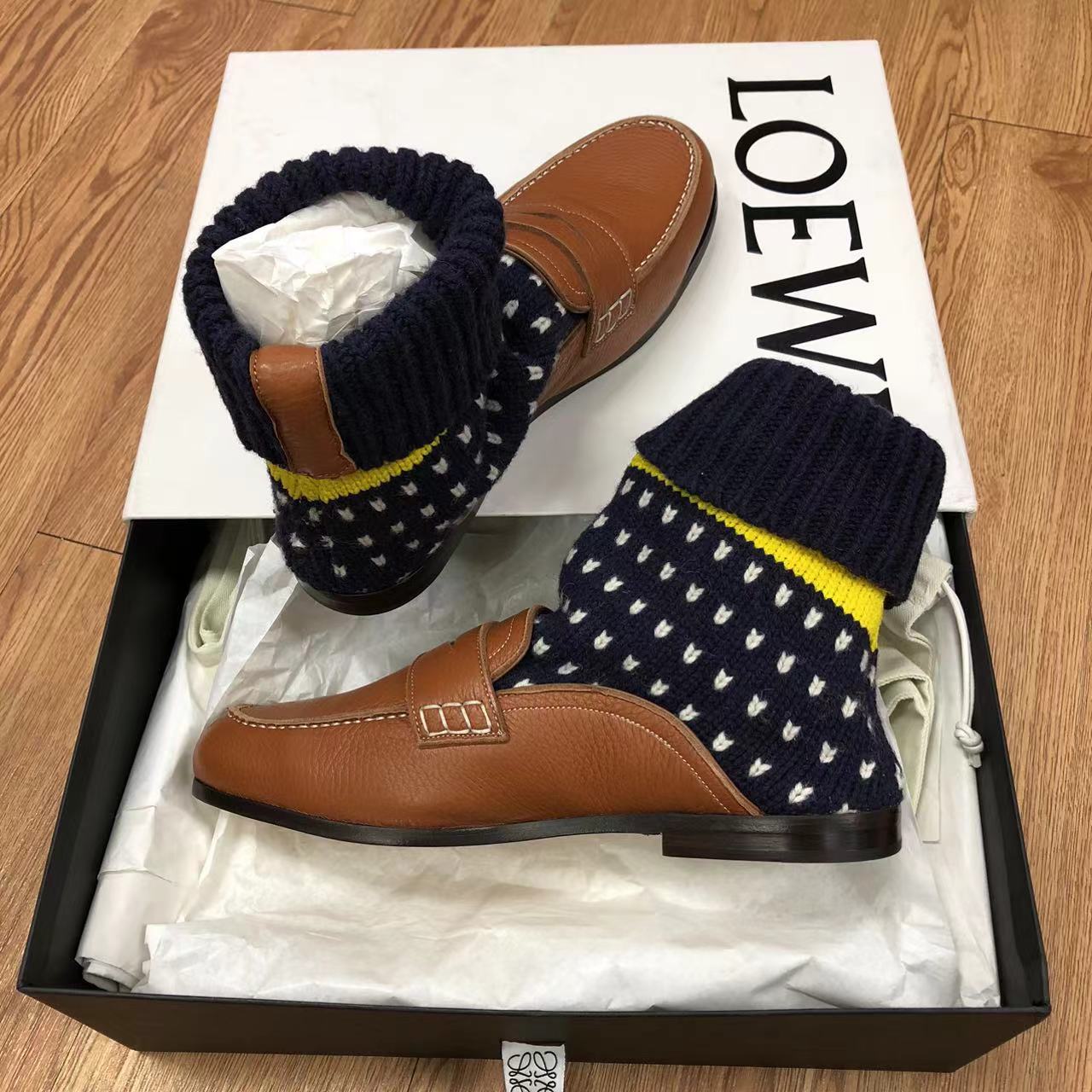 Loewe Flat-bottomed Retro Socks And Boots In Multicolor
