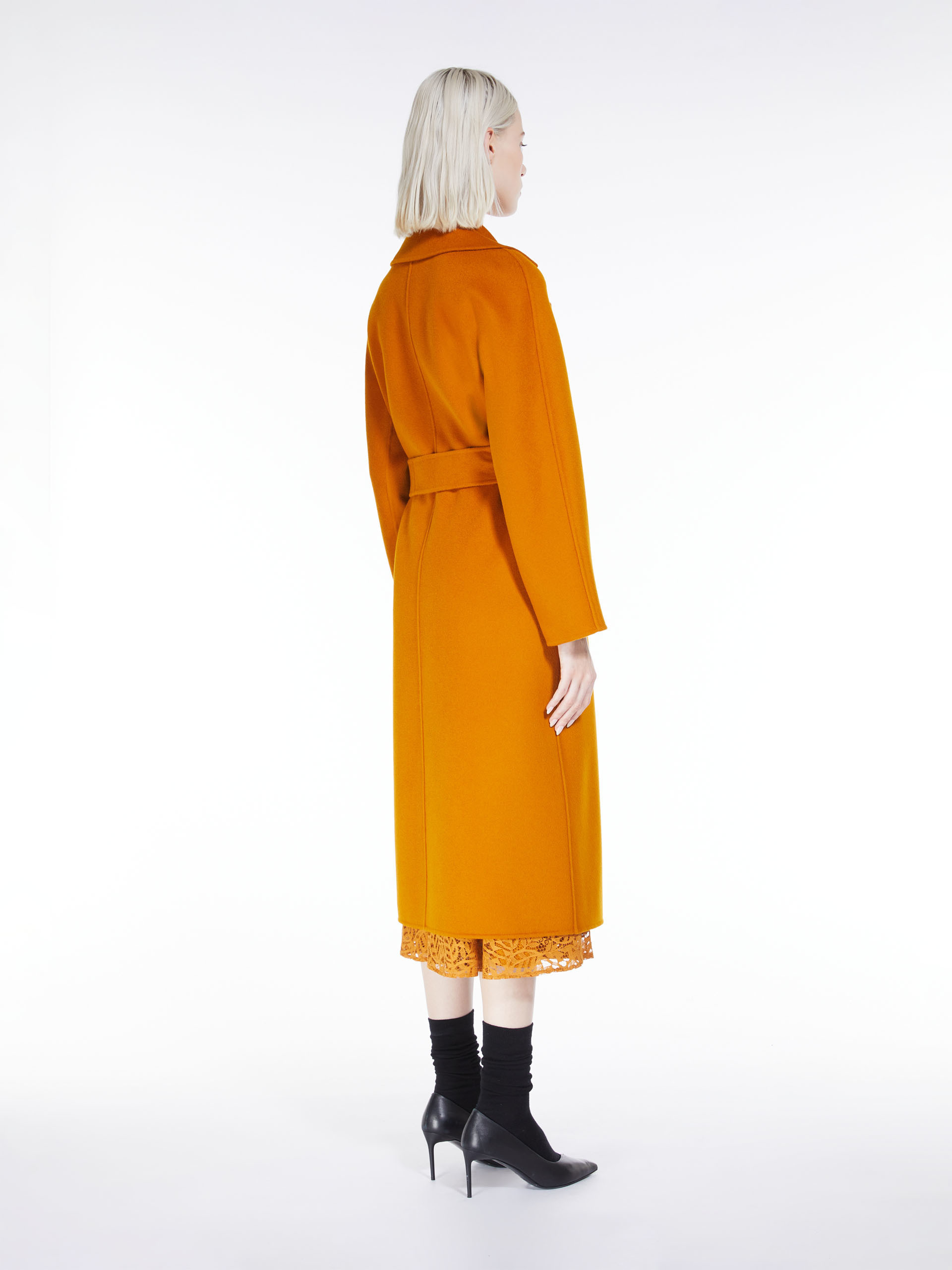 Max Mara Long Robe Overcoat In Orange