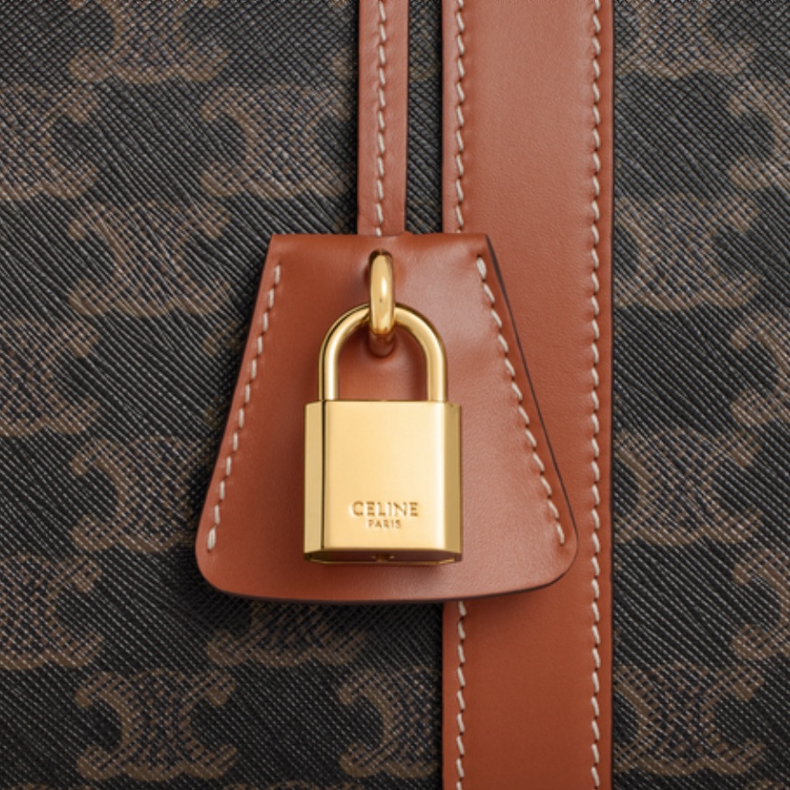 Celine Triomphe Medium Travel Bag In Tan