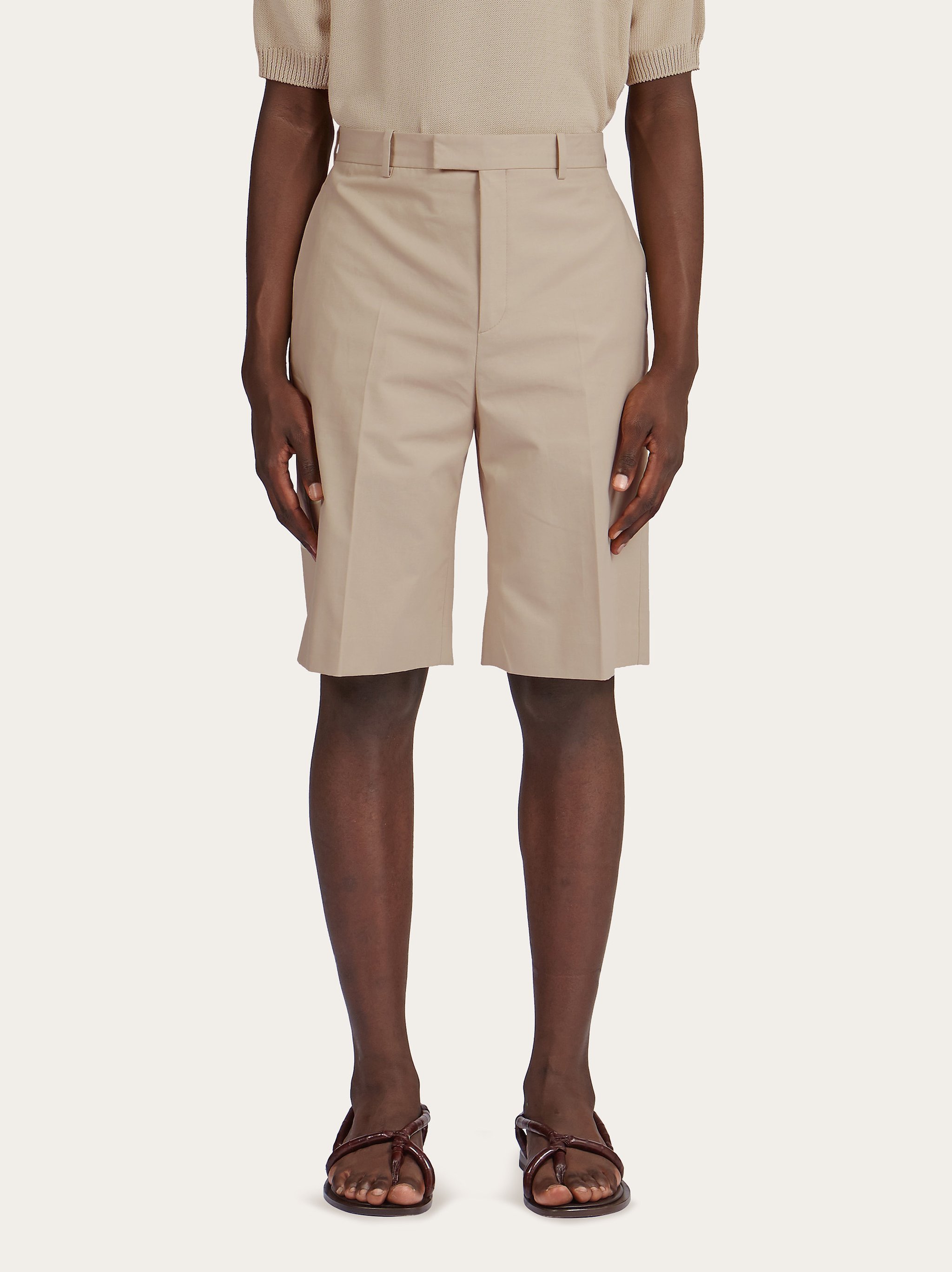 Ferragamo Wide Leg Shorts In Nude