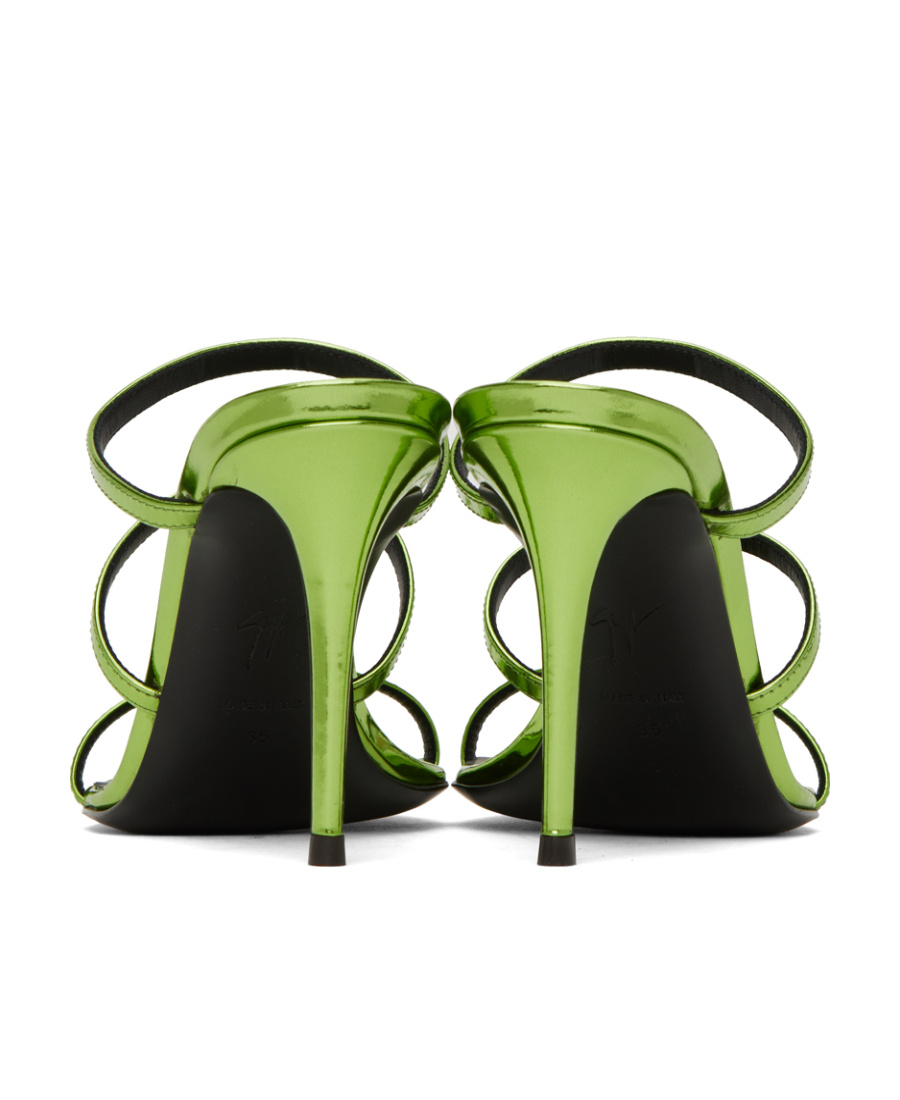 Giuseppe Zanotti Green Metallic Heeled Sandals In Green