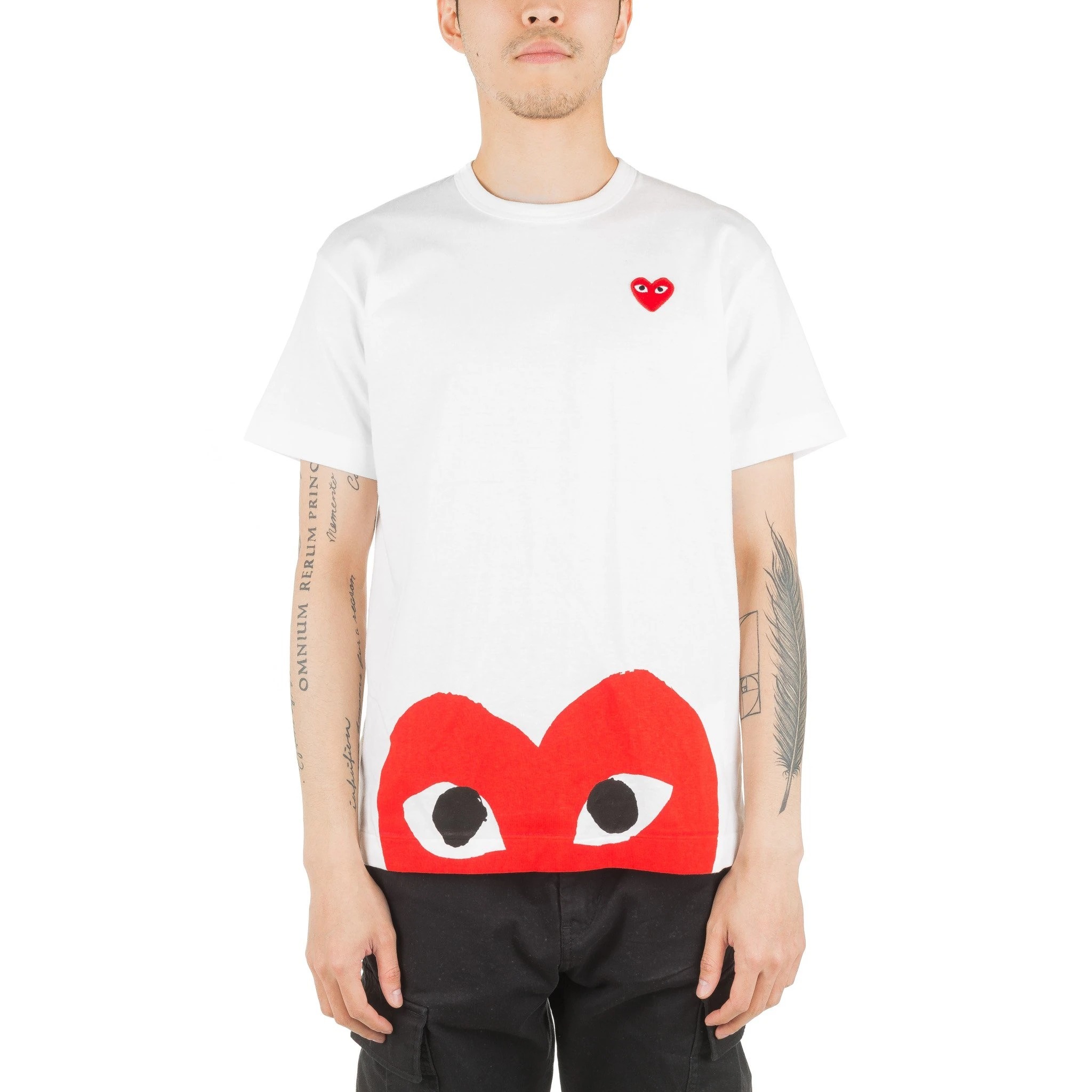 Comme Des Garçons Play Comme Des Garcons Play Heart Printed Crewneck T In White