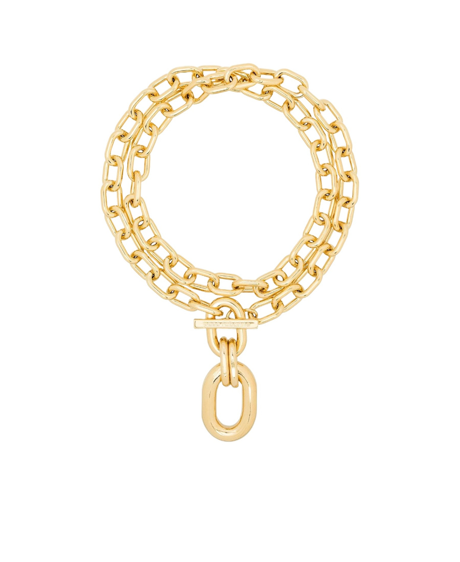 Rabanne Collana Doppia In Ottone Con Pendente