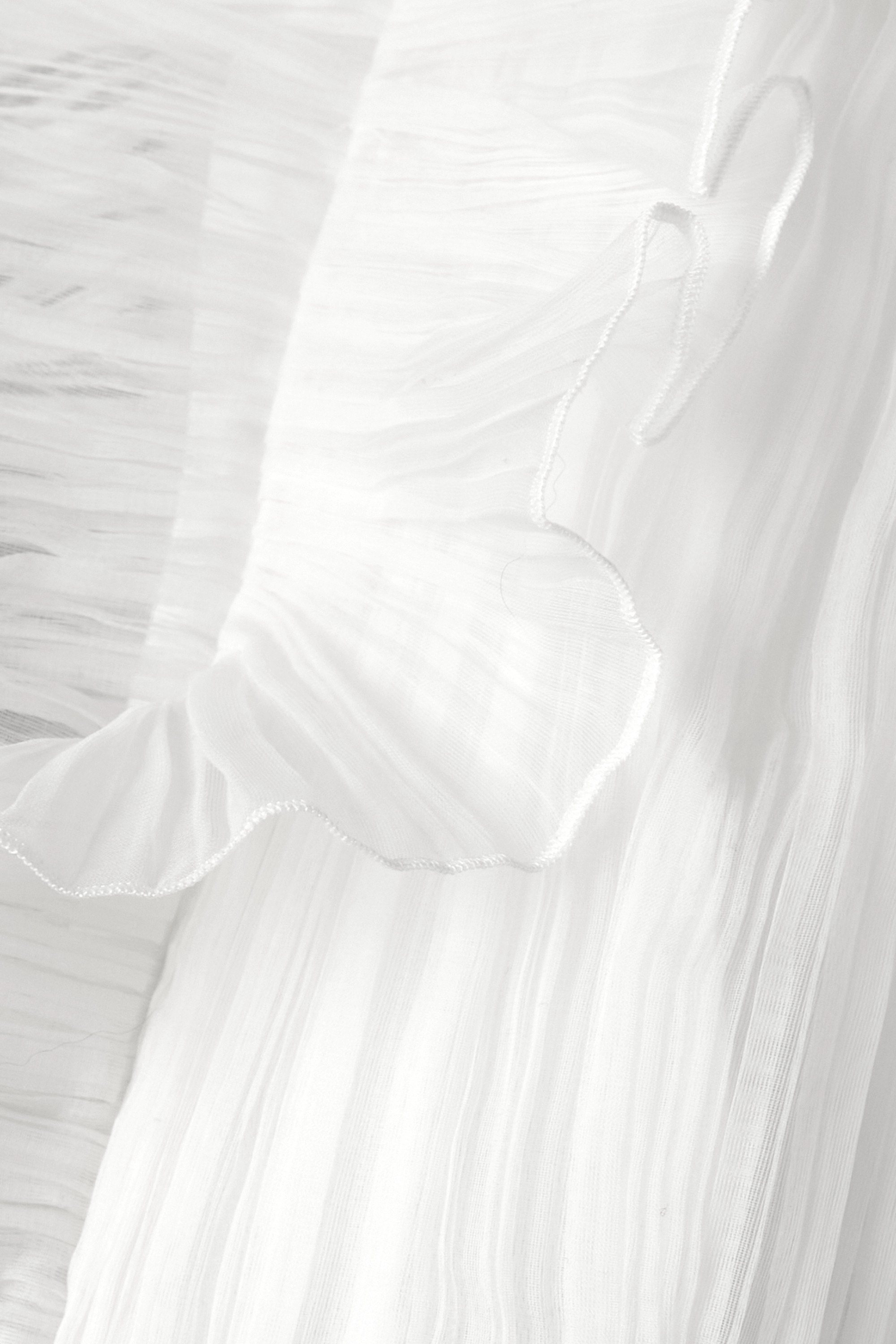 Saint Laurent V-neck Blouse With Lotus Leaf Edge In White
