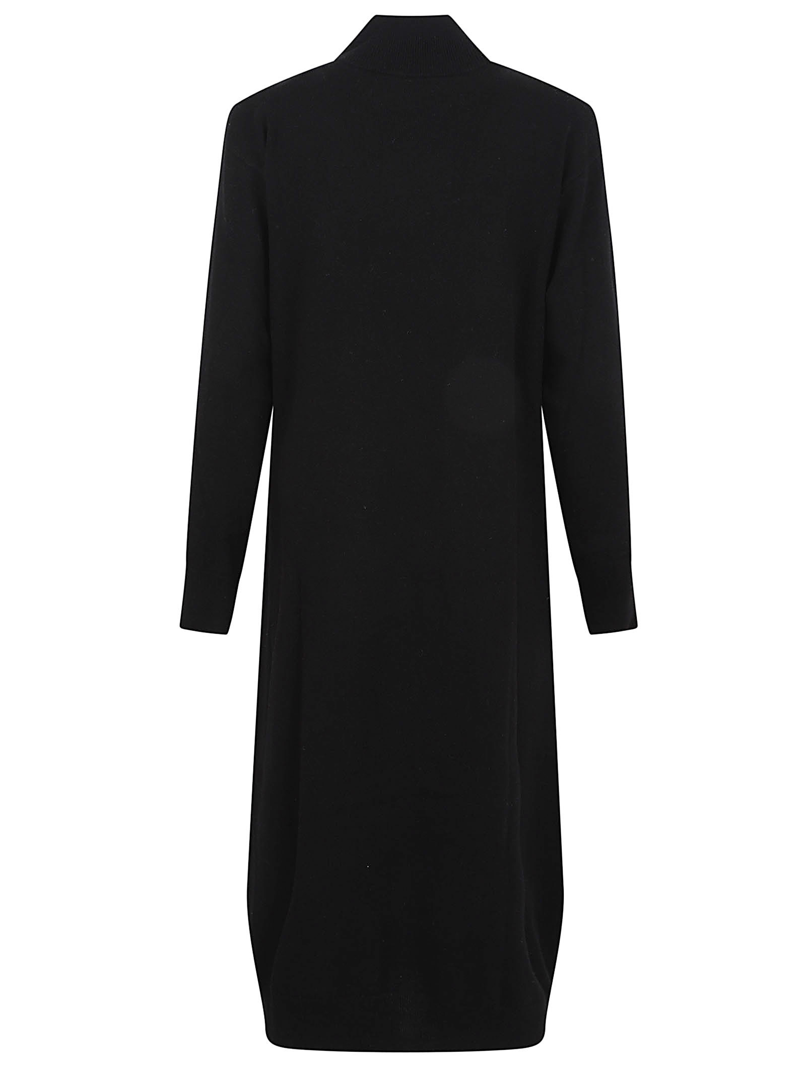 Peserico Knit Dress With Long Sleeves And Ribbed Cuffs In Black