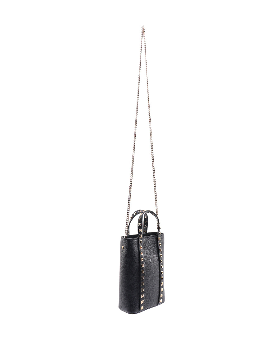 Valentino Garavani Rockstud Logo Detailed Tote Bag In Black