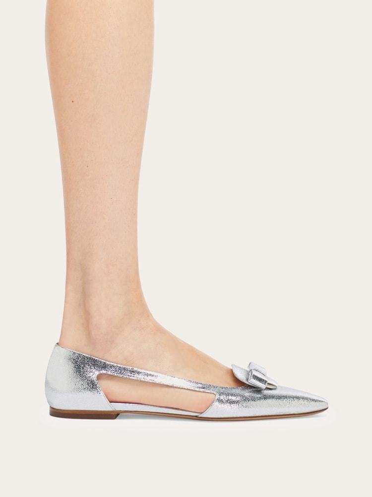 Ferragamo Woman Ballet Flats White Size 7.5 Lambskin In White