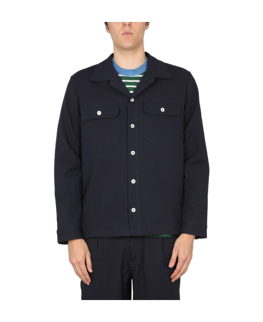 Howlin' Howlin Navy Blue Stretch Cotton Magic Work Shirt In Black
