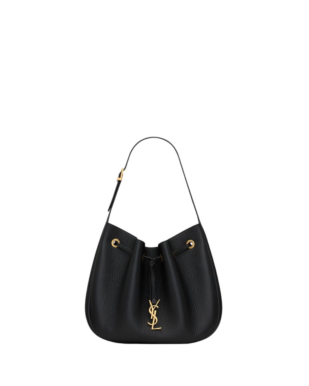 Saint Laurent Paris Vii Small Ysl Hobo Bag In Grained Deer Leather In Black