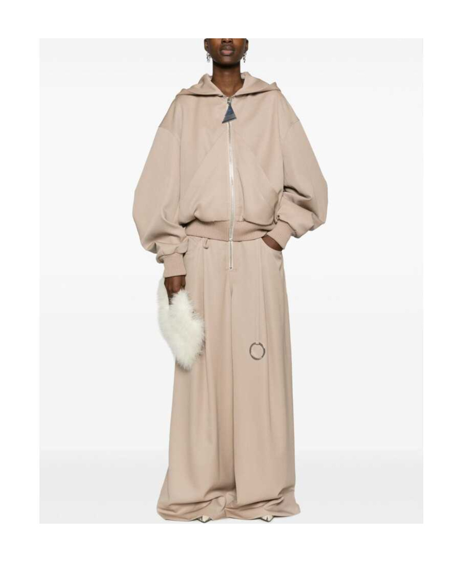 Shop Attico The Wide-leg Pleated Trousers In Nude