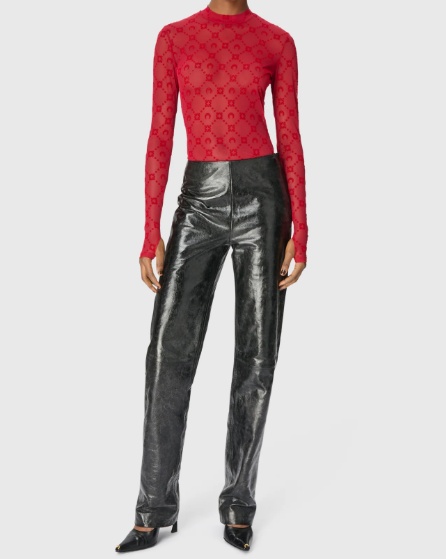 Marine Serre High-neck Long-sleeved T-shirt In Red