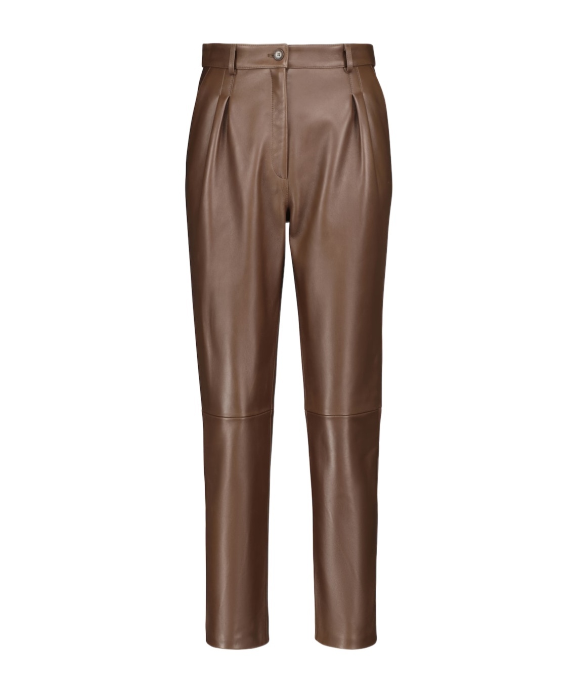 Etro High-rise Tapered Leather Pants In Brown