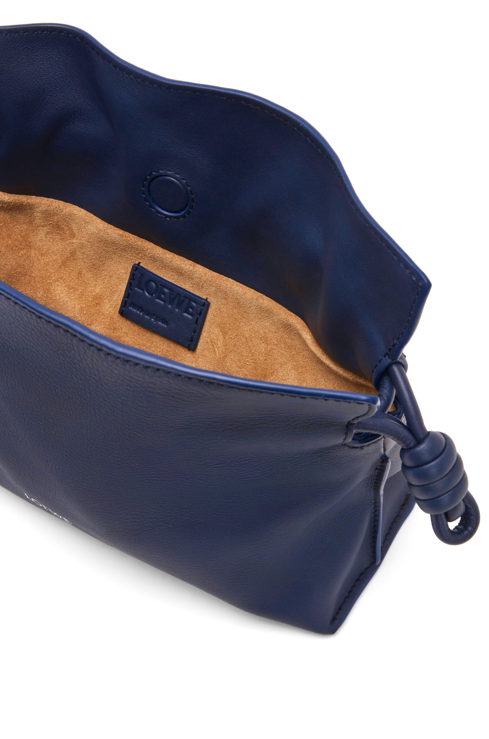 Loewe Flamenco Clutch Bag In Napa Leather With Golden Foil Anagram In Blue
