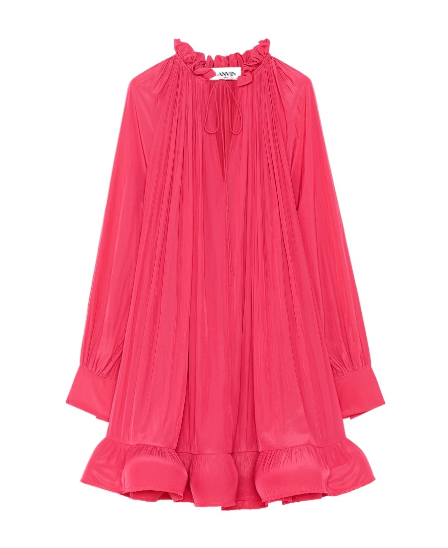 LANVIN RUFFLED CHARMEUSE MINIDRESS