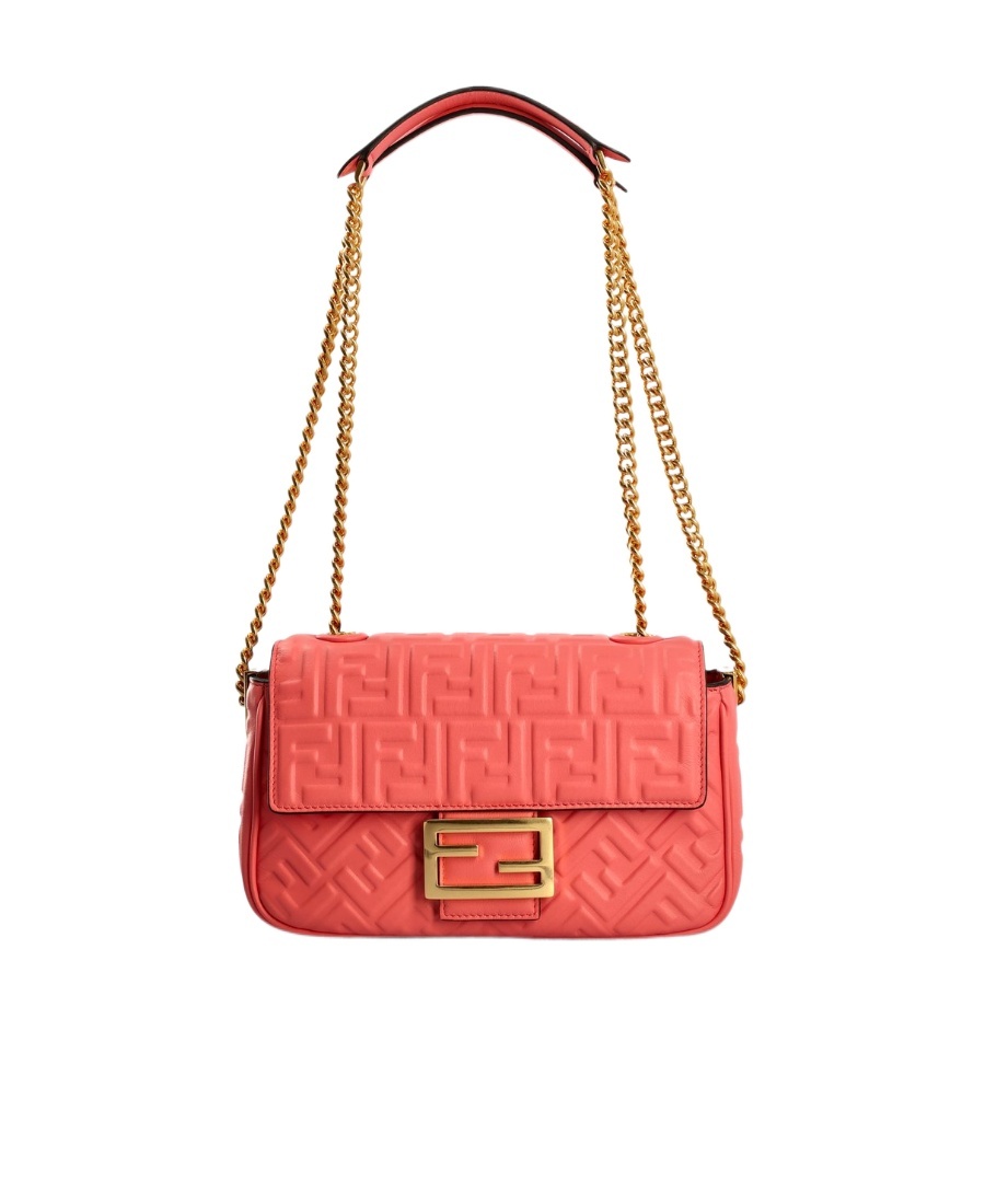 Fendi Baguette Chain Midi Shoulder Bag In Red