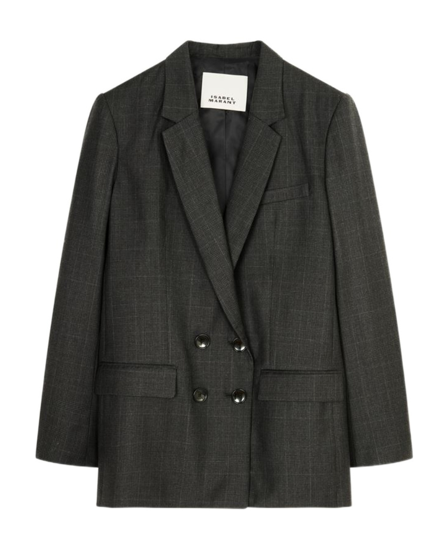 Isabel Marant Checked Double Breasted Blazer In Black