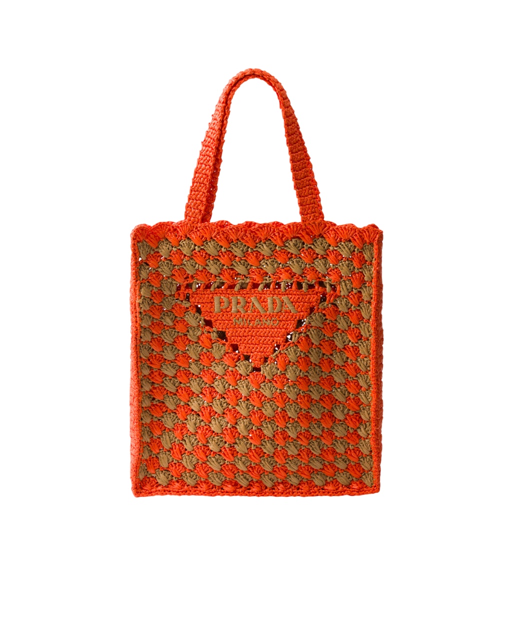 Prada Two-tone Raffia Shopping Bag