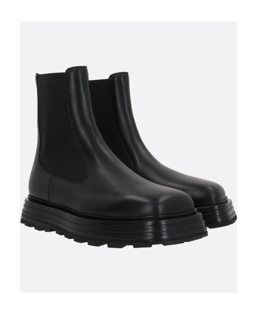 Jil Sander Square-toe Leather Ankle Boots In Black