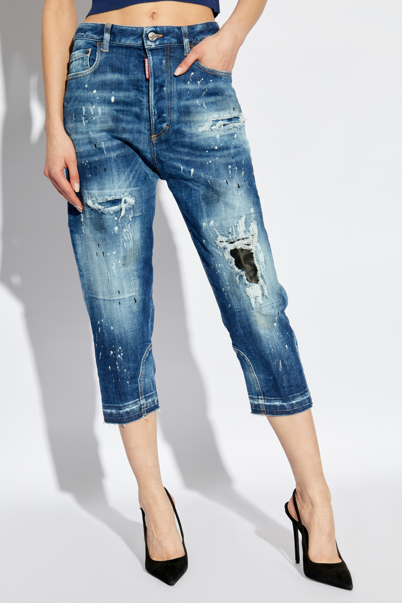 Dsquared2 Ripped-detail Jeans In Blue