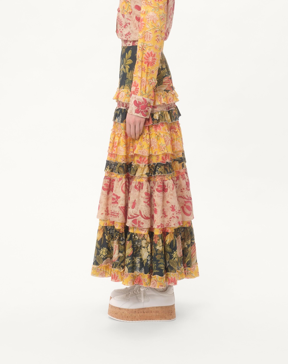 Valentino Multicolor Apres Lhiver Tiered Skirt In Multi