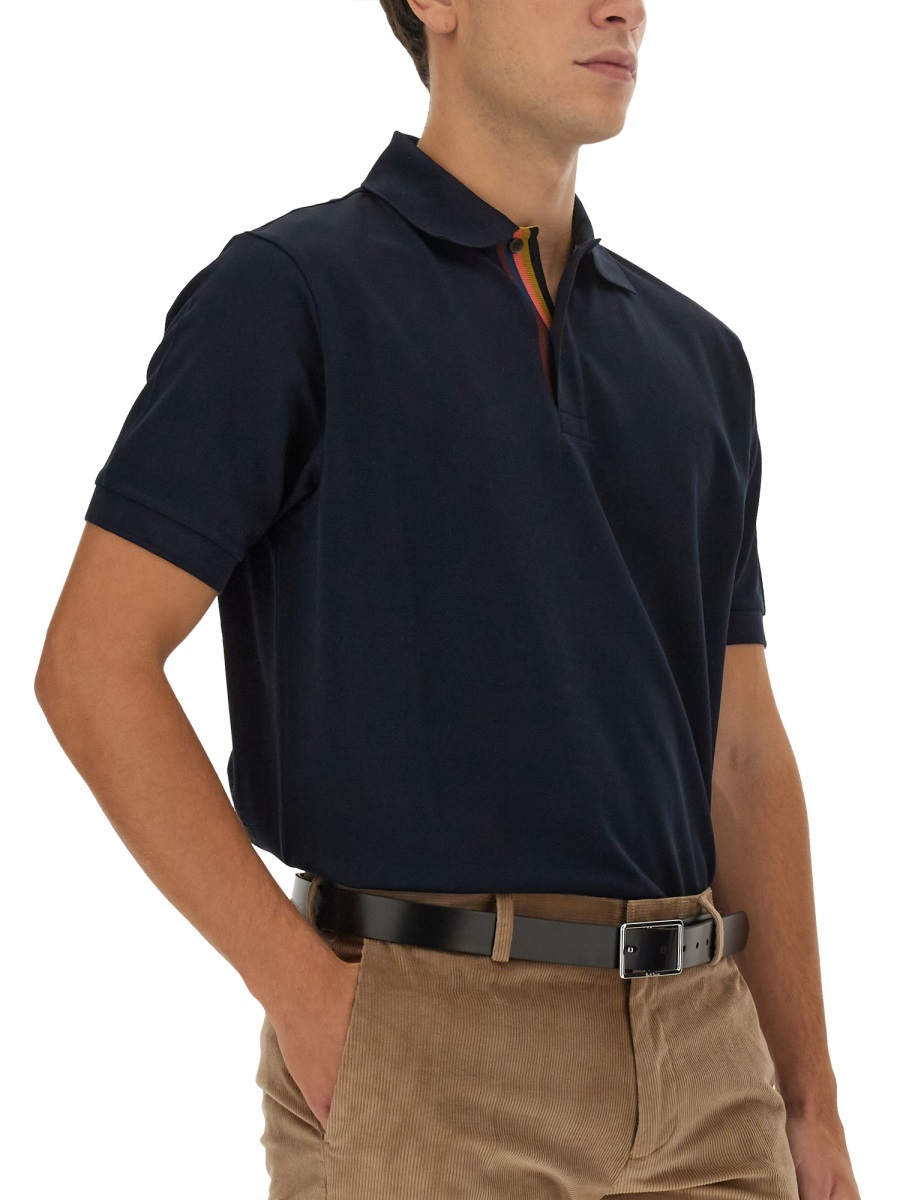 Shop Paul Smith Artist Stripe Placket Polo Shirt In Black