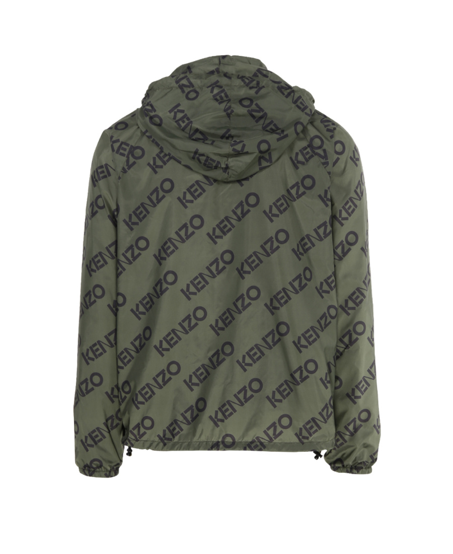 Kenzo Initials Hooded Jacket Drawstring Hem In Green