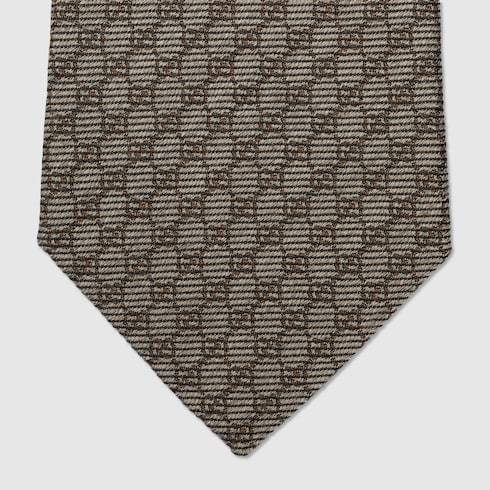 Gucci Interlocking G Silk-wool Tie In Gray