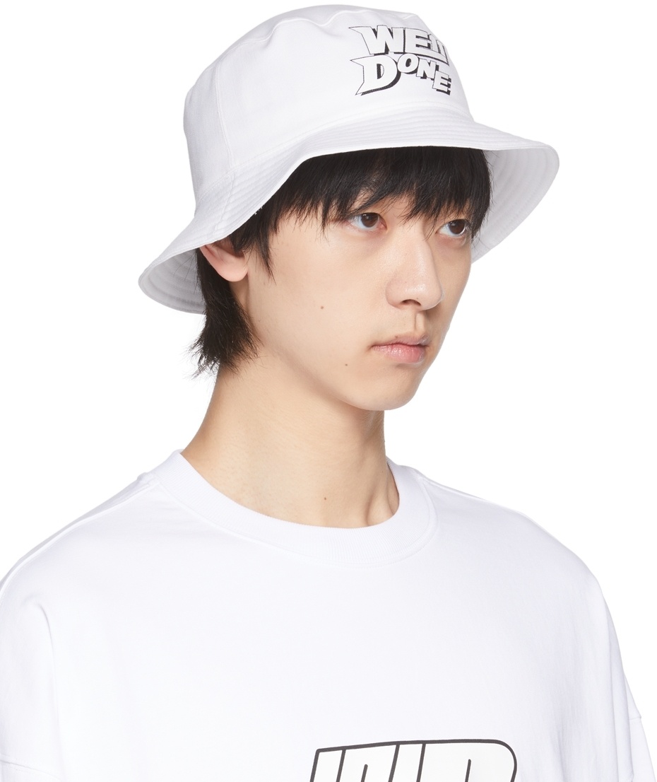 We11 Done Logo Printed Fisherman's Hat In White