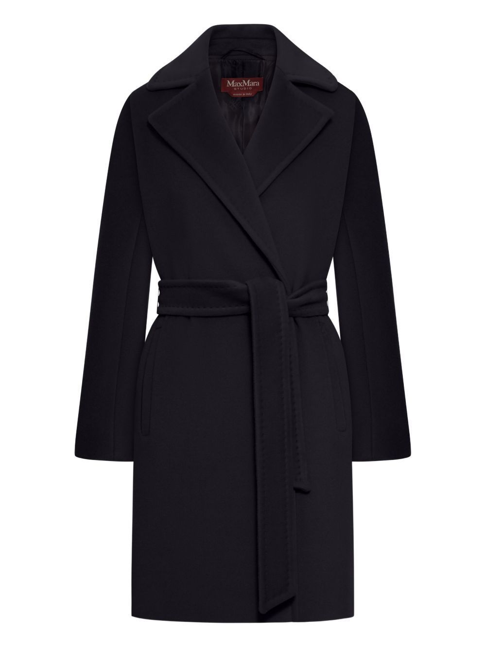 Max Mara Single-breasted Buckled Coat In Black