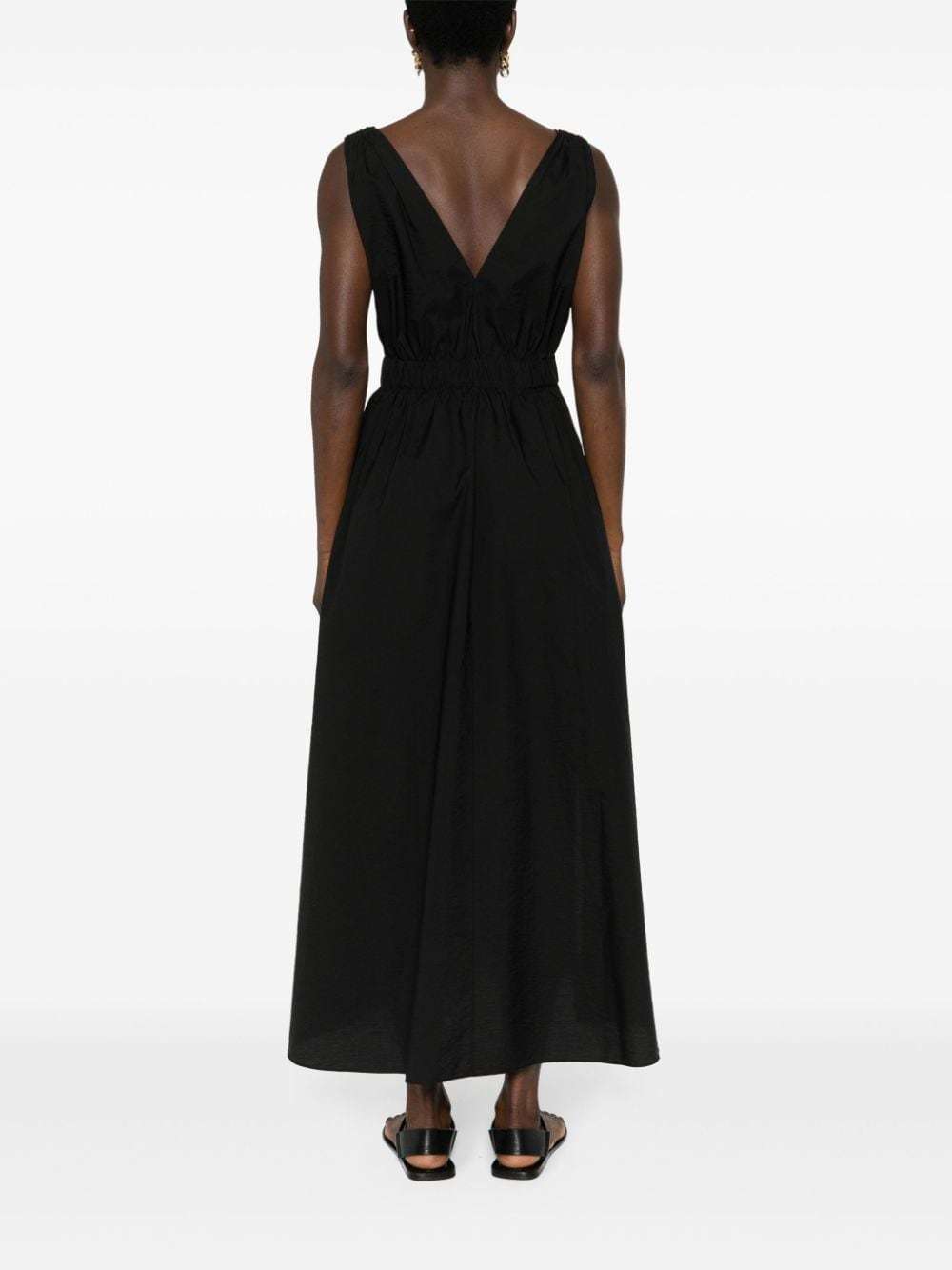 Brunello Cucinelli Women Techno Cotton Poplin Dress With Belt And Precious Shoulder Detail In Black