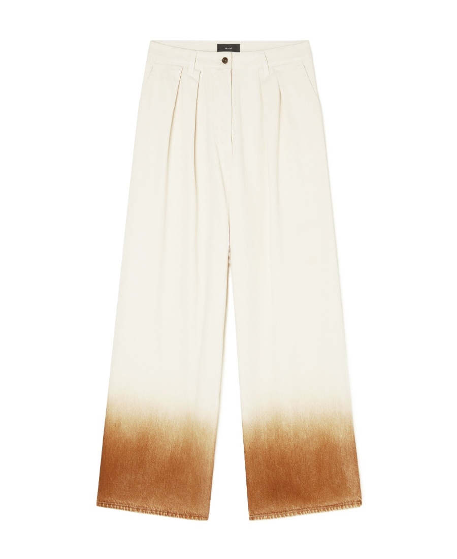 Alanui Bright Hues Wide Cotton Denim Jeans In Nude