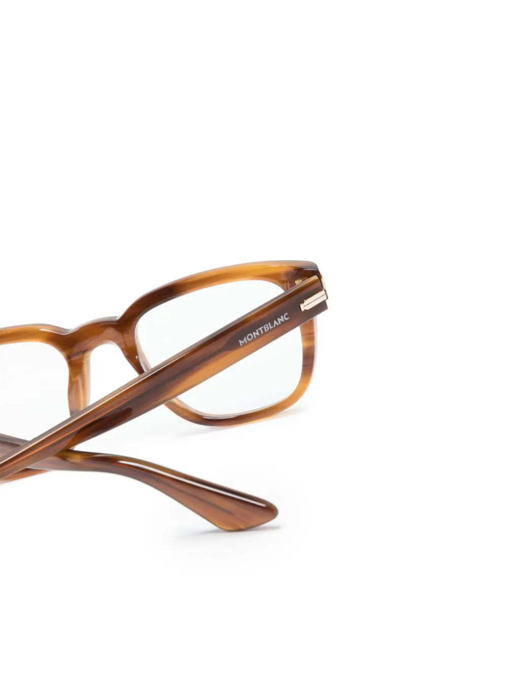 Montblanc Logo-engraved Rectangle-frame Glasses In Brown