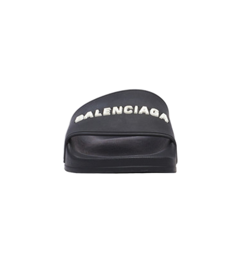 Balenciaga Logo-embossed Pool Slides In Black