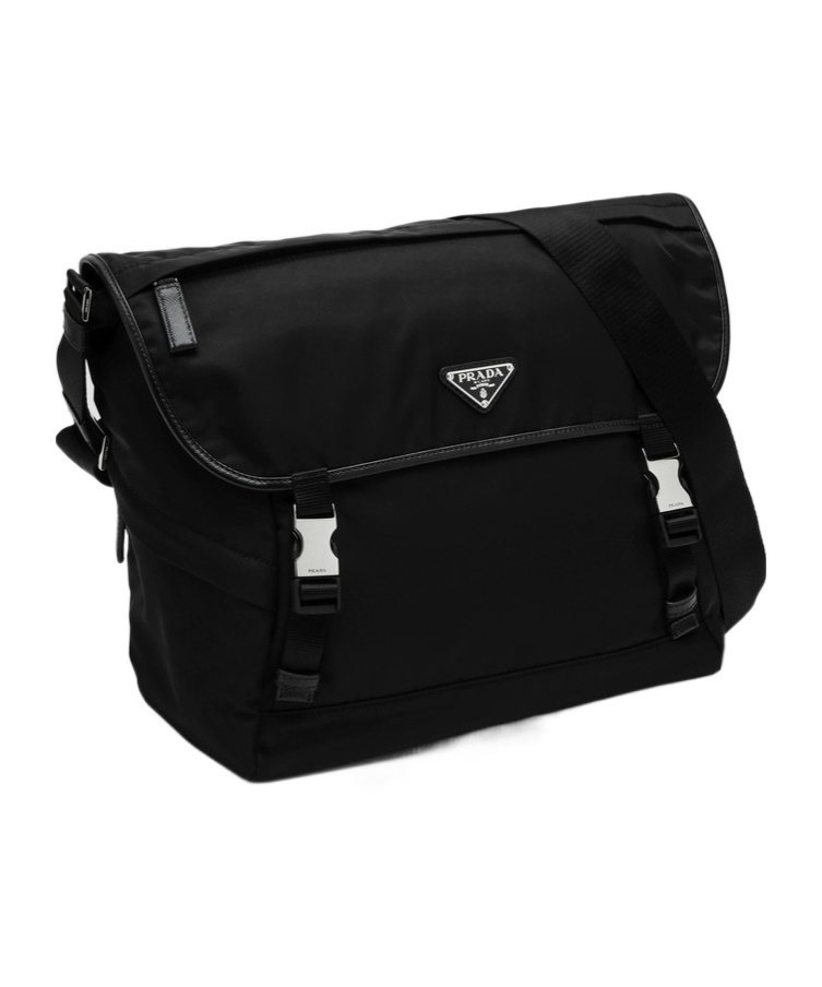 Prada Re-nylon Triangle-logo Crossbody Bag In Black