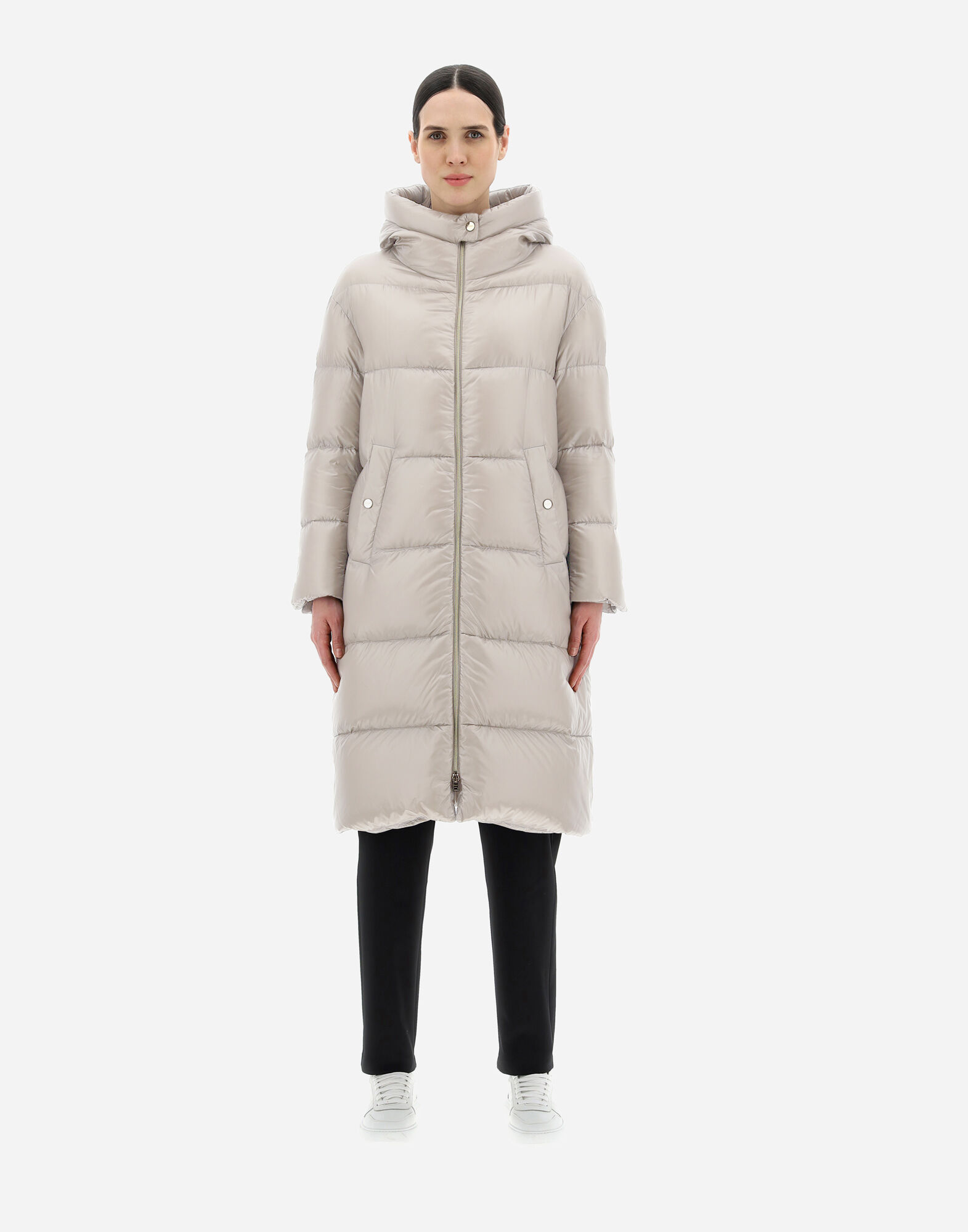 Herno Long-sleeved Down Jacket In Nude
