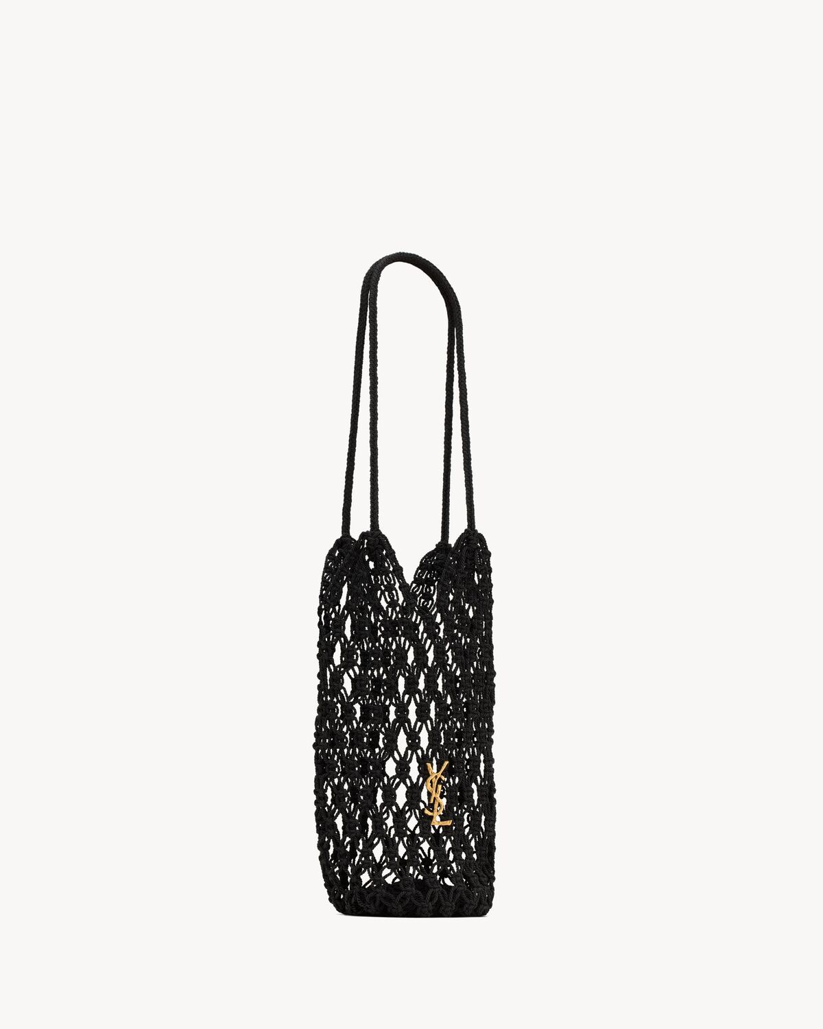 Saint Laurent Cassandre Large Tote In Crochet In Black