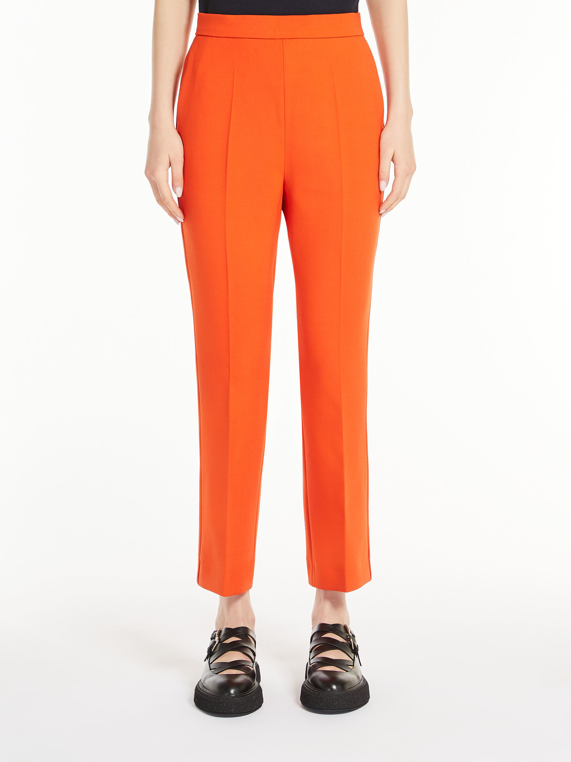 Max Mara Nepeta Ankle-length Trousers In Wool Crepe In Orange