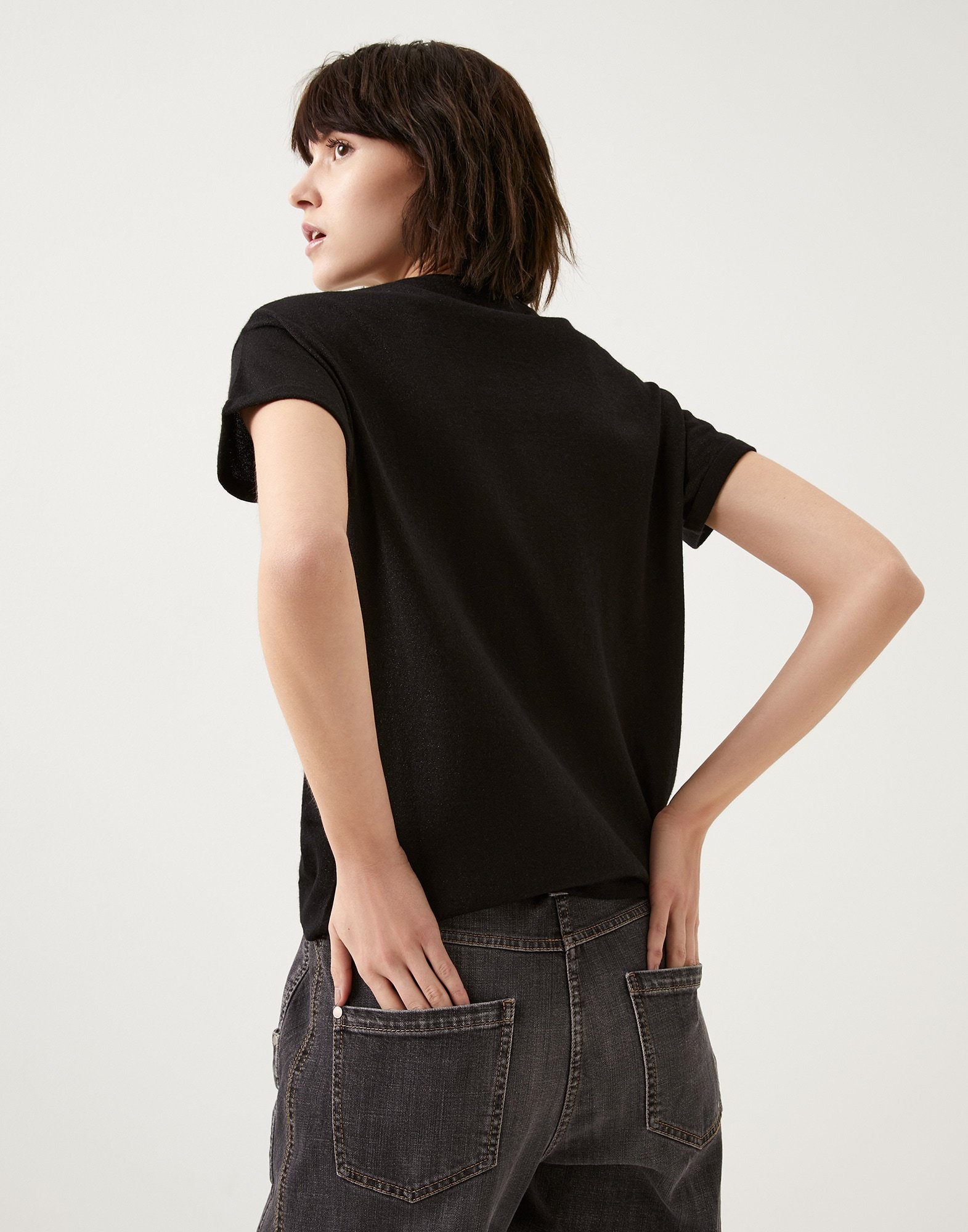 Brunello Cucinelli Plain Knitted T-shirt In Black
