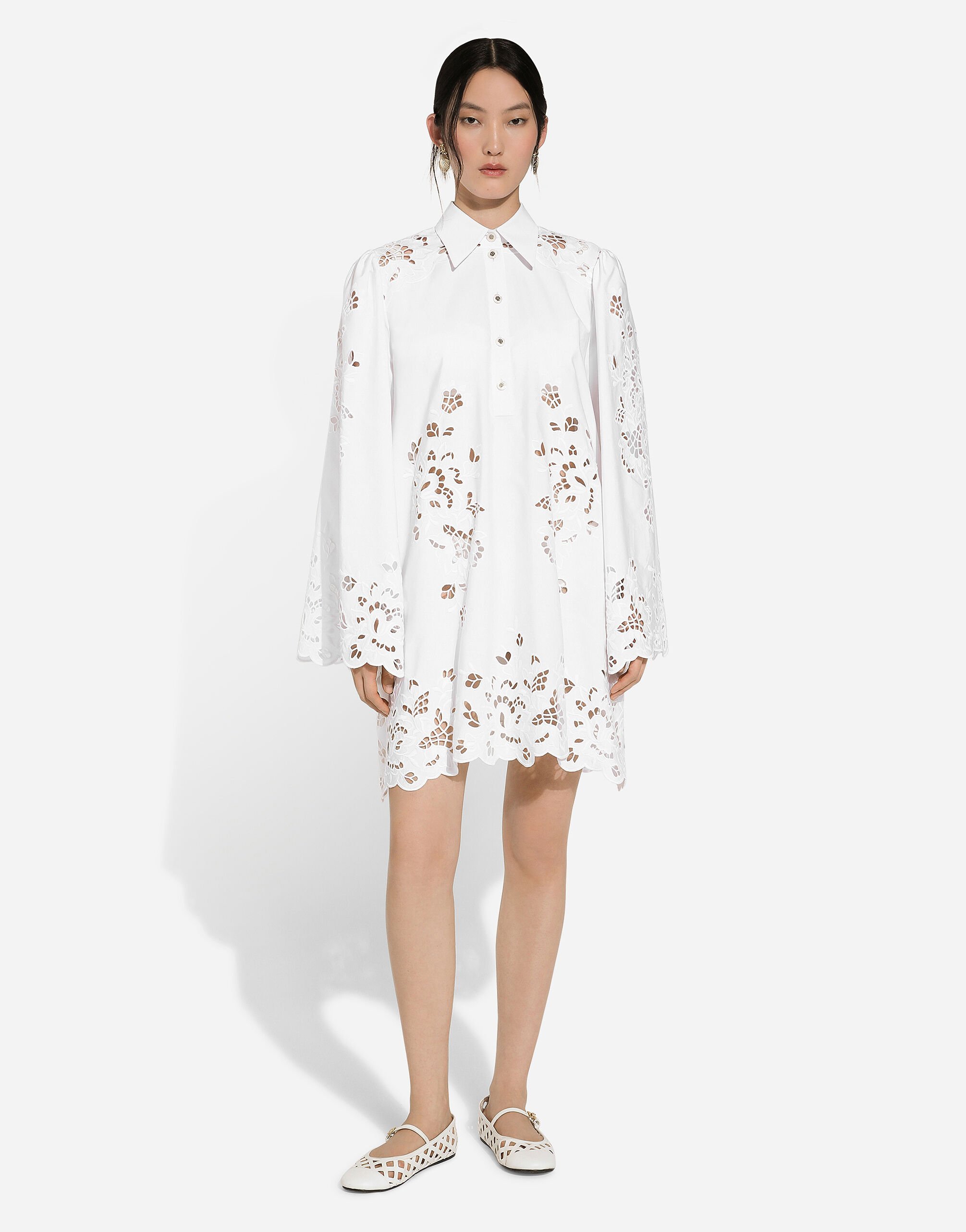 Dolce & Gabbana Shirt Dress With Cut-out Detailing In White