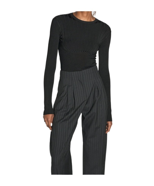 Mugler Sculpting Knit Top In Black