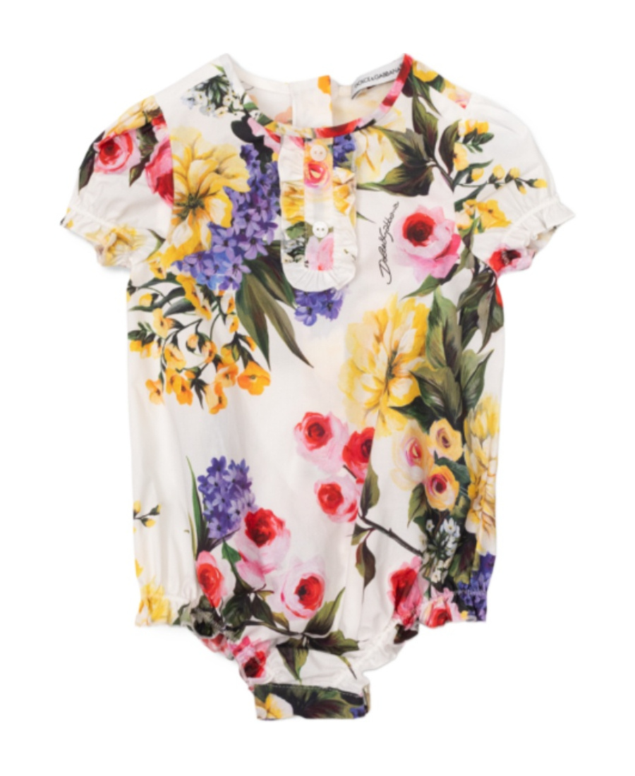 DOLCE & GABBANA FLORAL-PRINT COTTON BODYSUIT 