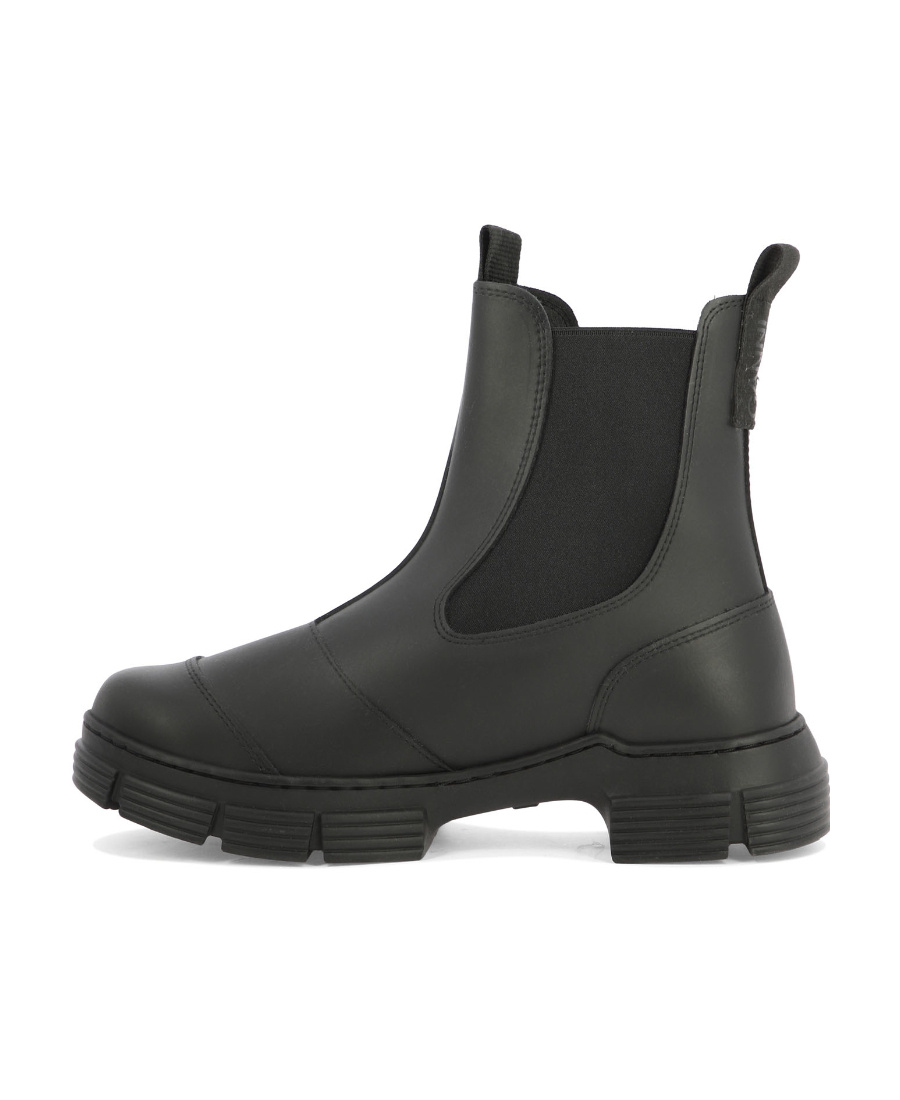 Shop Ganni Black Rubber City Boots
